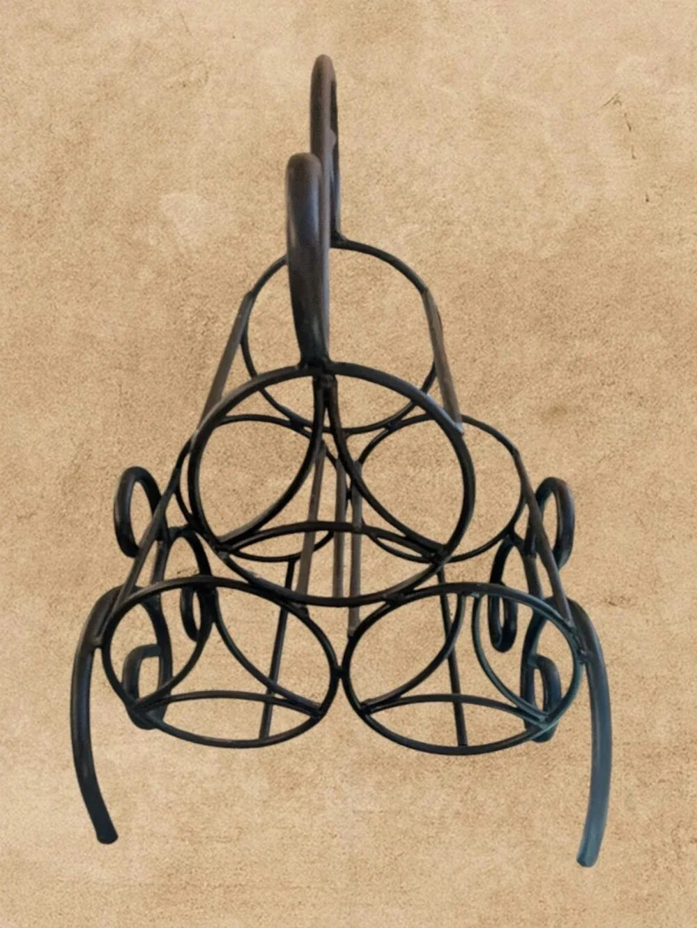 Wrought Iron Tabletop Wine Rack-Holds 3 Bottles